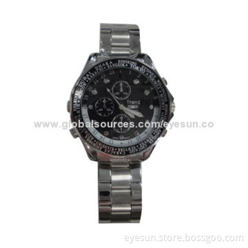 Spy Watch Camera with Calendar, MP3 Player, 1,280 x 720 Pixels, 4/8/16GB Memory Optional